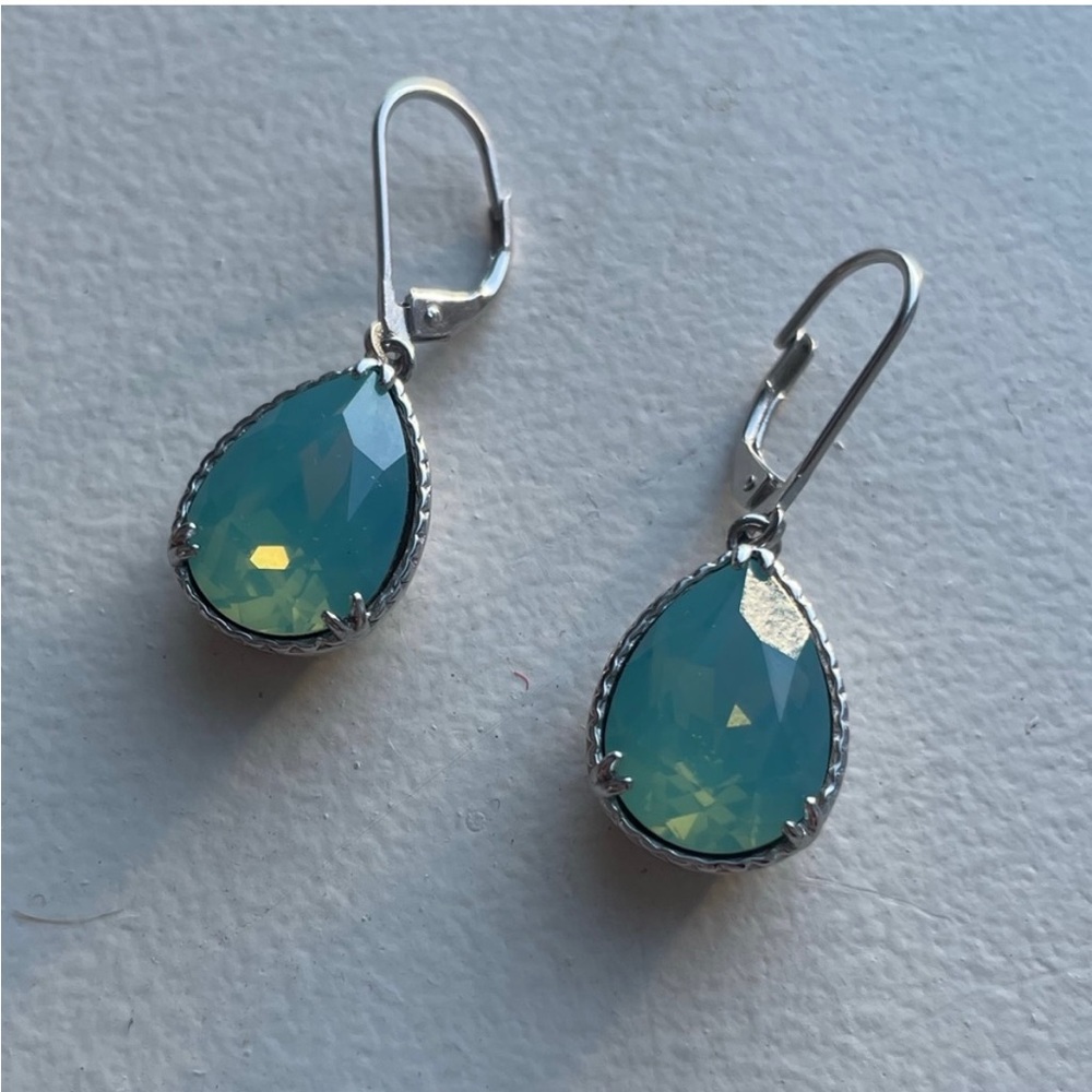 Blue jewel dangle sterling silver earrings with gold vermeil - Picture 5 of 6